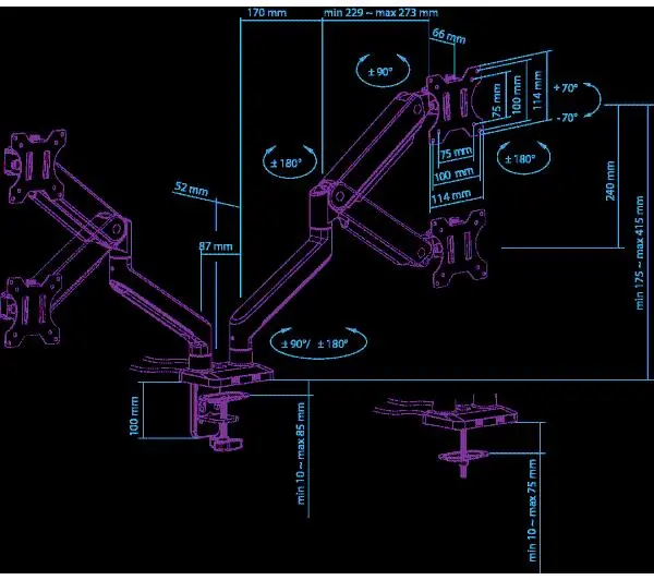 Ultradesk Branch Double na 2 ekrany od 15" do 32" Max 10kg - Kup na Raty - RRSO 0%