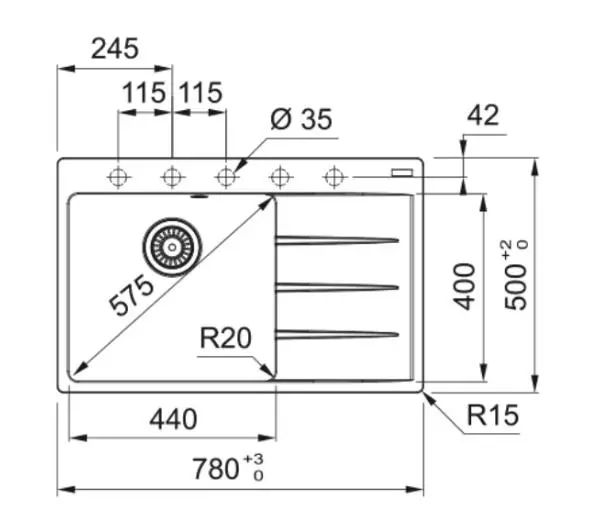 Franke CNG 611-78 TL Komora z lewej strony Granitowy Czarny mat - Kup na Raty - RRSO 0%
