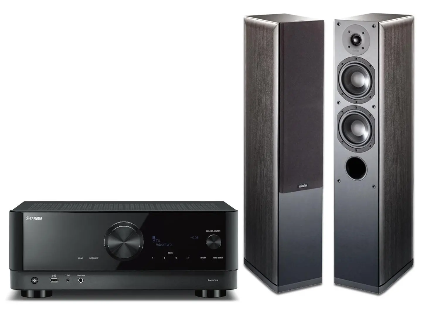Zestaw stereo Yamaha MusicCast RX-V4A Czarny, Indiana Line Nota 550 X Czarny dąb