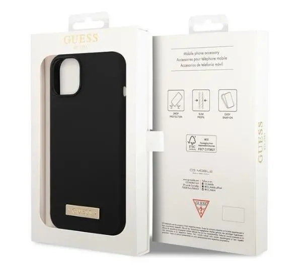 Guess Silicone Logo Plate MagSafe GUHMP14MSBPLK do iPhone 14 Plus