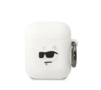 Etui na słuchawki Karl Lagerfeld Silicone Choupette Head 3D do AirPods 1/2 Biały