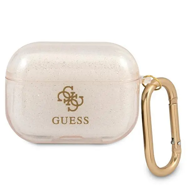 Etui na słuchawki Guess Glitter Collection do AirPods Pro Przezroczysty/Złoty