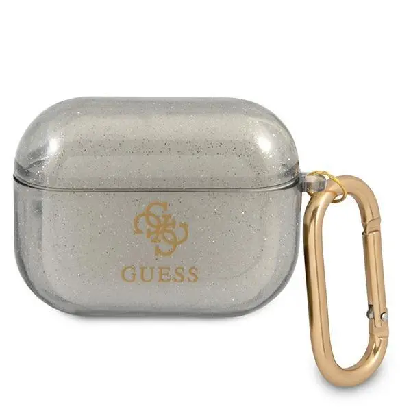 Etui na słuchawki Guess Glitter Collection do AirPods Pro Przezroczysty/Czarny