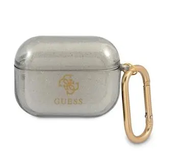 Etui na słuchawki Guess Glitter Collection do AirPods Pro Przezroczysty/Czarny