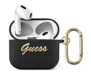 Guess Saffiano Script Metal Collection GUA3SASMK do AirPods 3 Czarny
