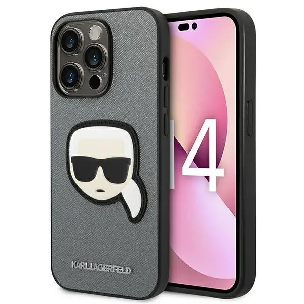 Etui Karl Lagerfeld Saffiano Karl`s Head Patch KLHCP14LSAPKHG do iPhone 14 Pro