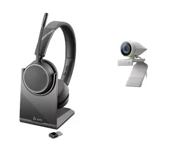 Słuchawki bezprzewodowe z mikrofonem Plantronics Poly Studio P5 Kit z Voyager 4220 UC Nauszne Czarny