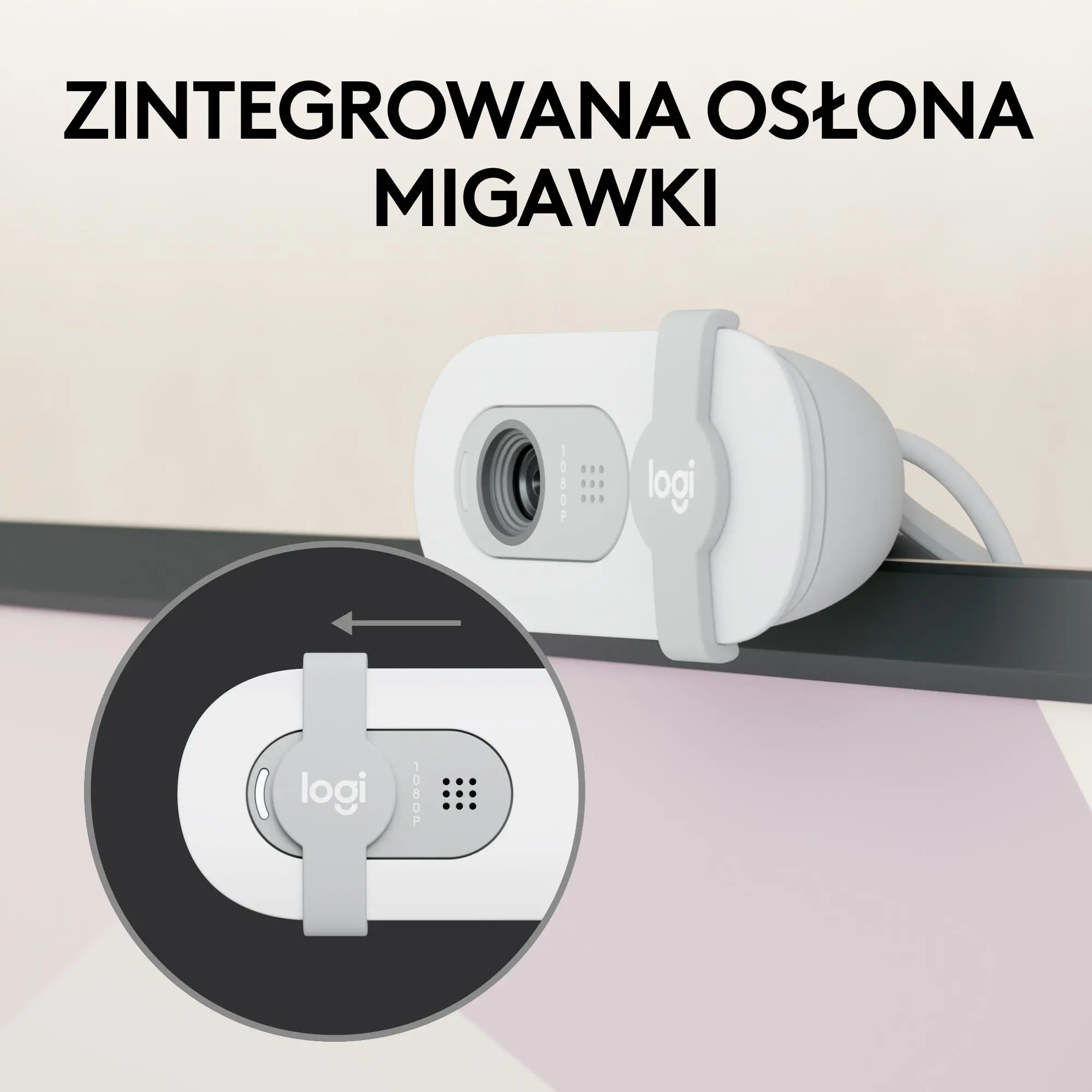 Фото Веб-камера Logitech Brio 100 Full HD Webcam Off White (960-001617)