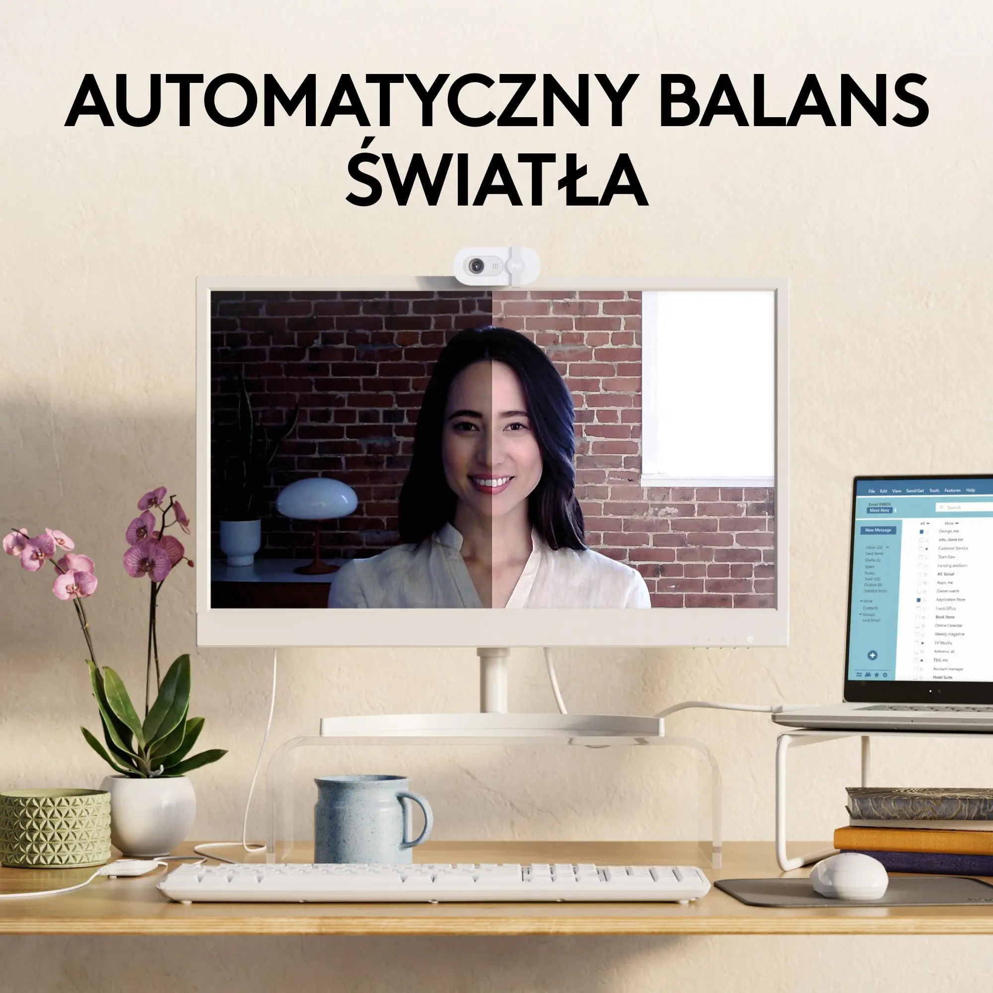 Фото Веб-камера Logitech Brio 100 Full HD Webcam Off White (960-001617)