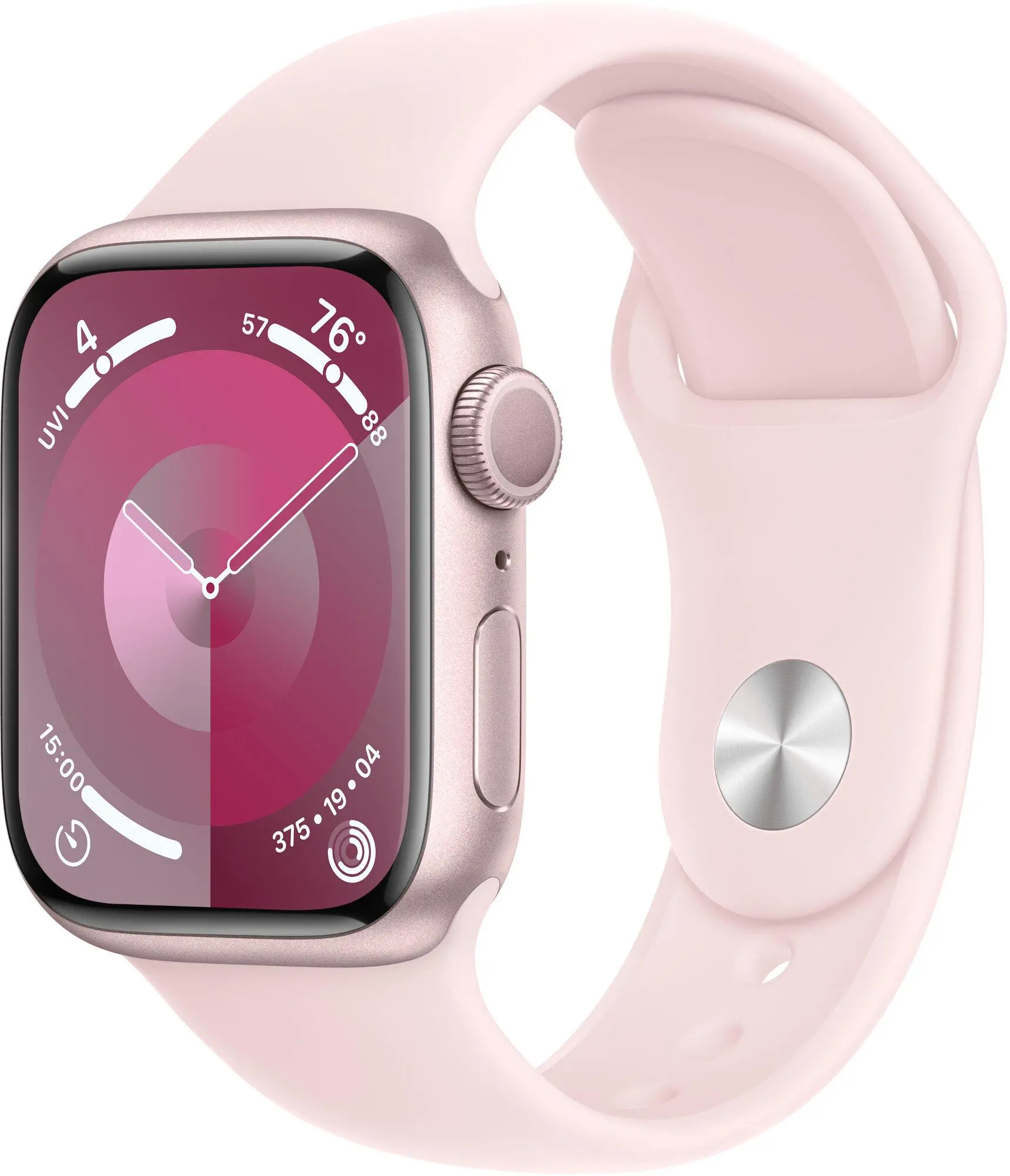 Apple Watch Series&nbsp;9 GPS koperta 41&nbsp;mm z&nbsp;aluminium w&nbsp;Różowym pasek sportowy Jasnoróżowym&nbsp;M/L