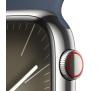 Smartwatch Apple Watch Series 9 GPS + Cellular koperta 45mm ze stali nierdzewnej Srebrny pasek sportowy Niebieski M/L