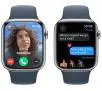 Apple Watch Series 9 GPS + Cellular koperta 45mm ze stali nierdzewnej Srebrny pasek sportowy Niebieski M/L