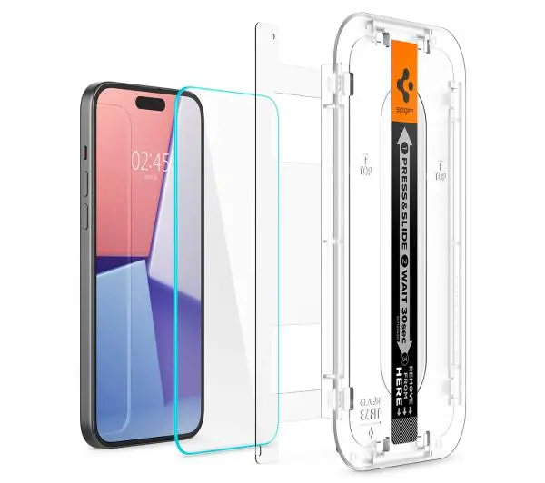 Spigen z aplikatorem Glas.tR EZ Fit do iPhone 15 - 2 pack