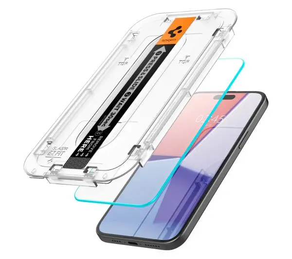 Spigen z aplikatorem Glas.tR EZ Fit do iPhone 15 - 2 pack