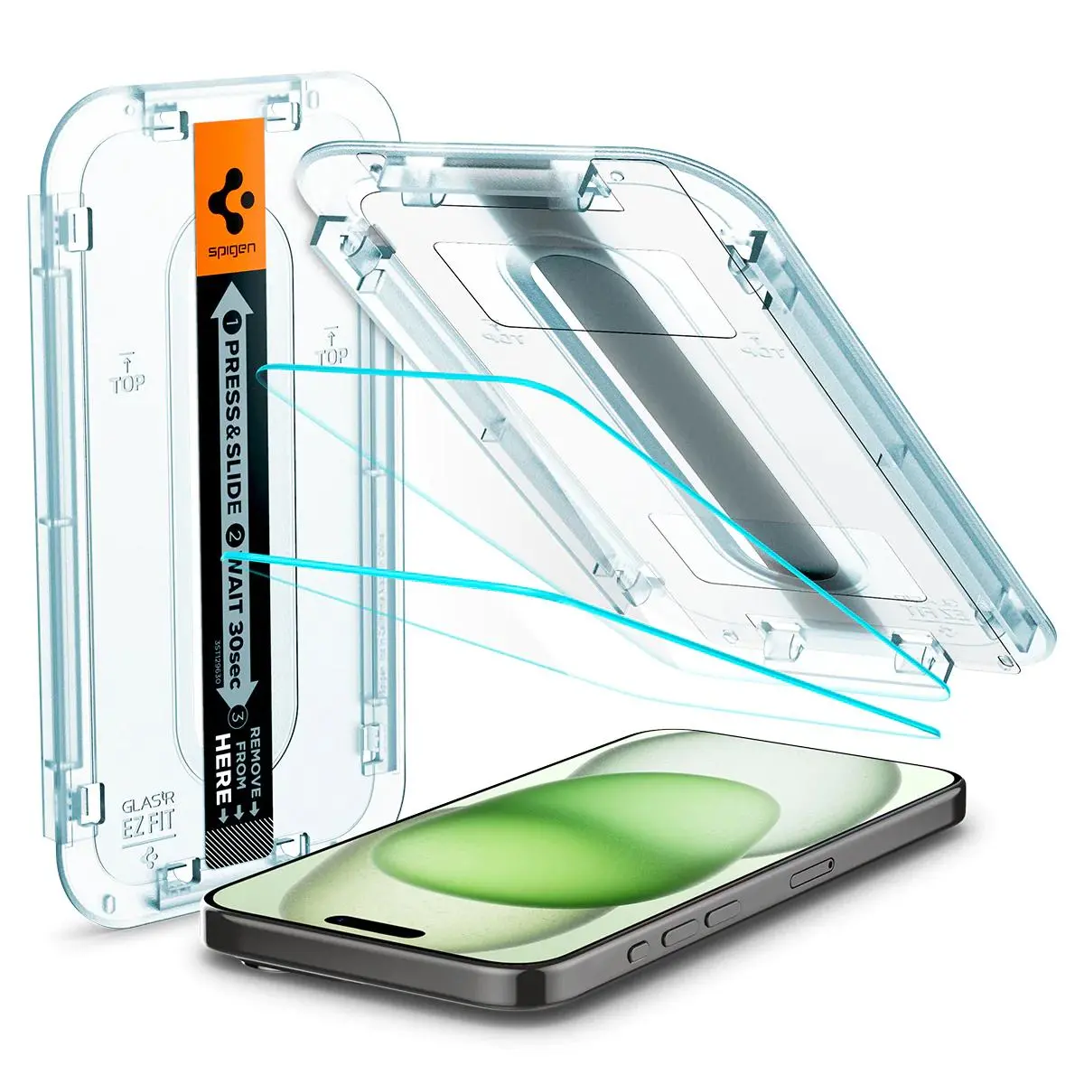 Szkło hartowane Spigen z aplikatorem Glas.tR EZ Fit do iPhone 15 - 2 pack