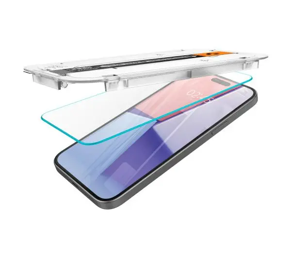 Spigen z aplikatorem Glas.tR EZ Fit do iPhone 15 - 2 pack