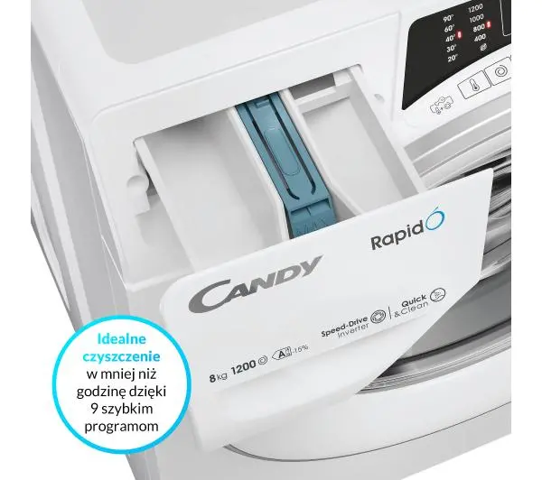 Candy RapidO RO 284DWMS7/1-S Slim 8kg 1200obr/min Zdalne sterowanie - TRZECI -55%, ALBO 5-TY ZA 1ZŁ - Kup na Raty - RRSO 0%