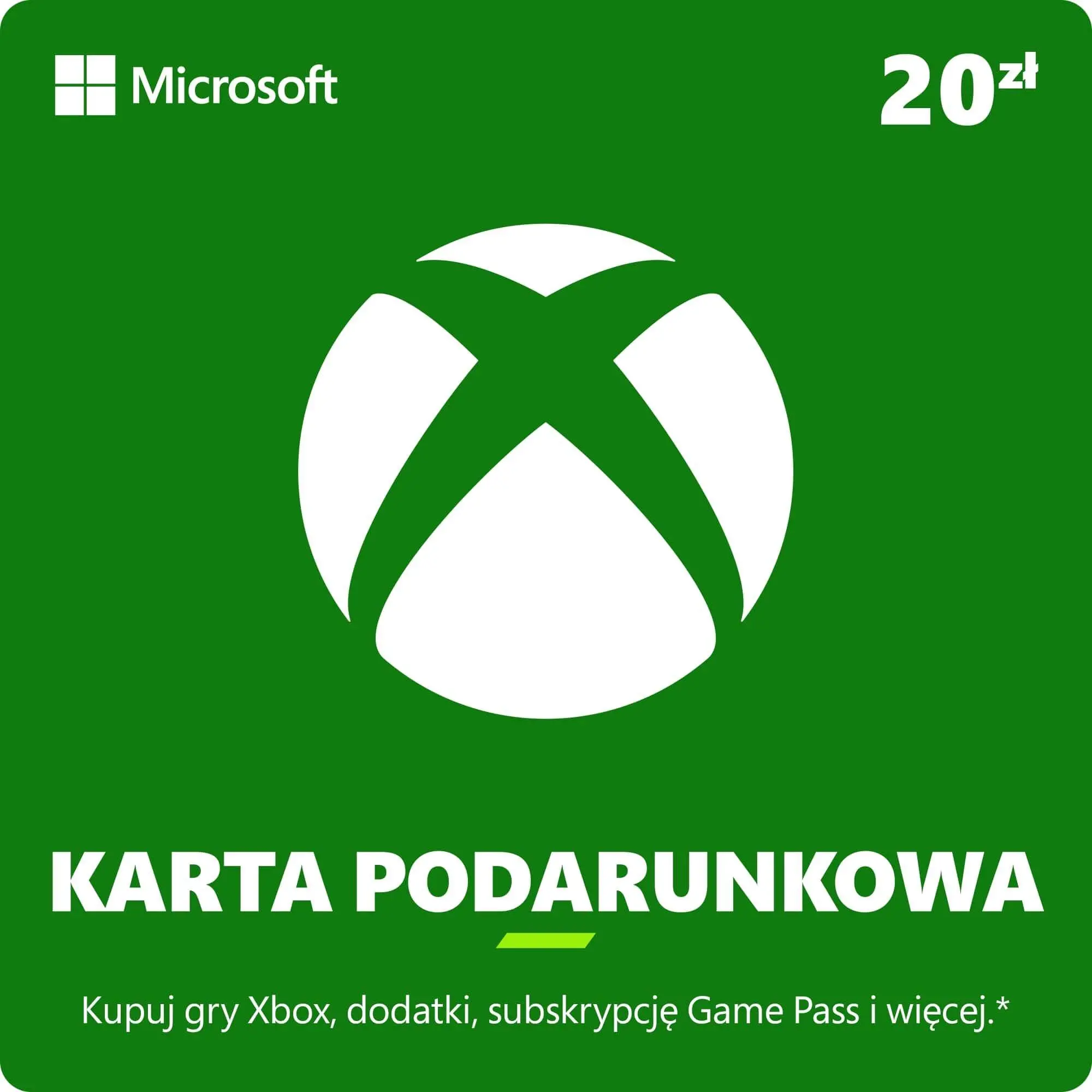 Kod aktywacyjny Karta podarunkowa Xbox 20 zł [bon agencyjny]  Obecnie dostępne tylko w sklepach stacjonarnych RTV EURO AGD