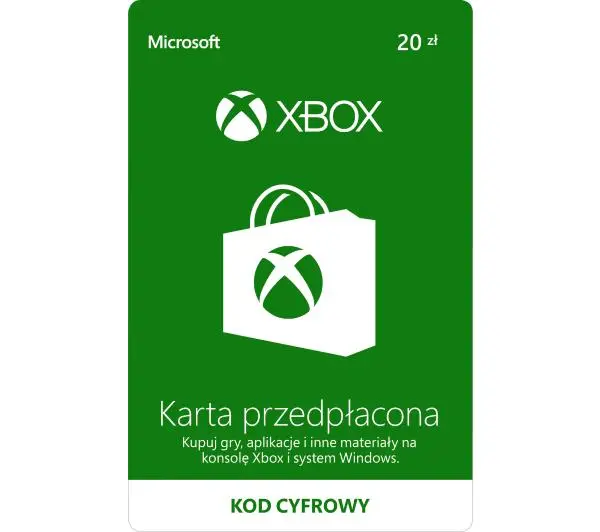 Karta podarunkowa Xbox 20 zł [bon agencyjny]  Obecnie dostępne tylko w sklepach stacjonarnych RTV EURO AGDDostęp po opłaceniu zakupu