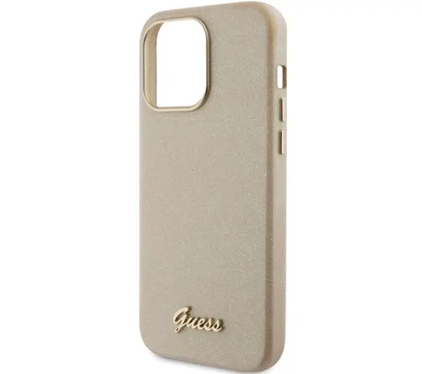 Guess Glitter Glossy Script GUHCP15LPGMCSD do iPhone 15 Pro Beżowy