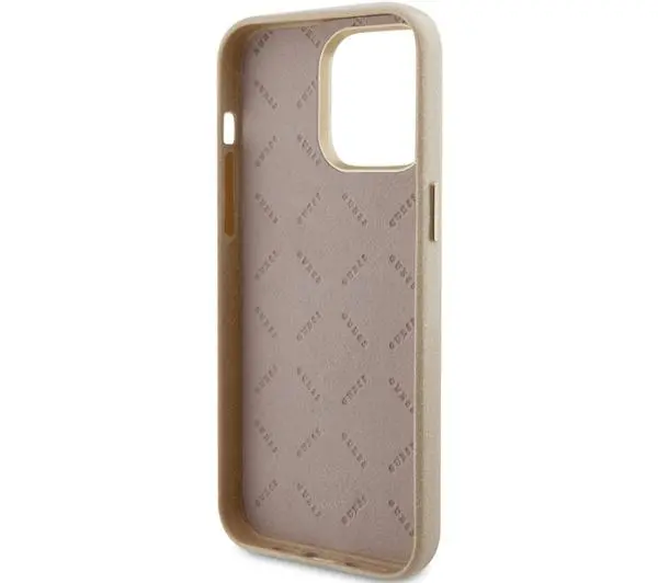 Guess Glitter Glossy Script GUHCP15LPGMCSD do iPhone 15 Pro Beżowy