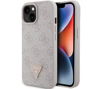 Etui Guess Leather 4G Triangle Strass GUHCP15SP4TDPP do iPhone 15 Różowy