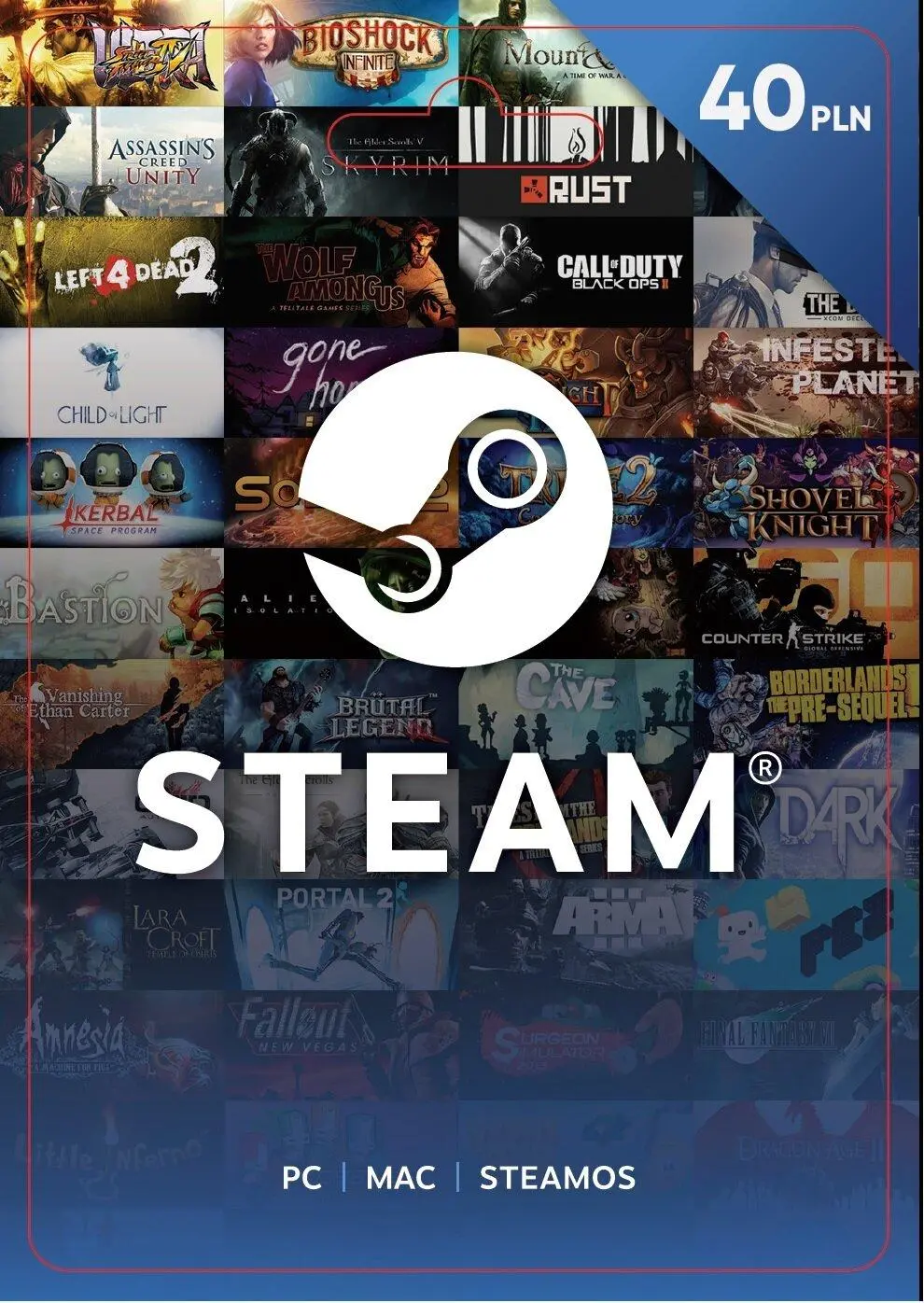 Doładowanie Steam 40zł [bon agencyjny] Obecnie dostępne tylko w sklepach stacjonarnych RTV EURO AGD