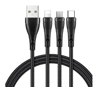 Kabel Mcdodo 3w1 USB do USB-C Lightning microUSB CA-6960 1,2m Czarny