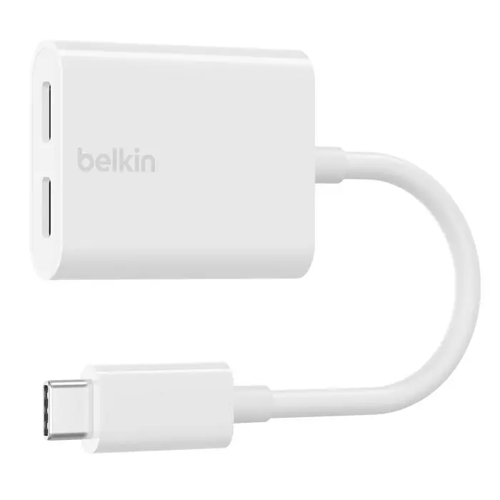 Adapter Belkin RockStar F7U081BTWH audio 2x USB-C, Biały