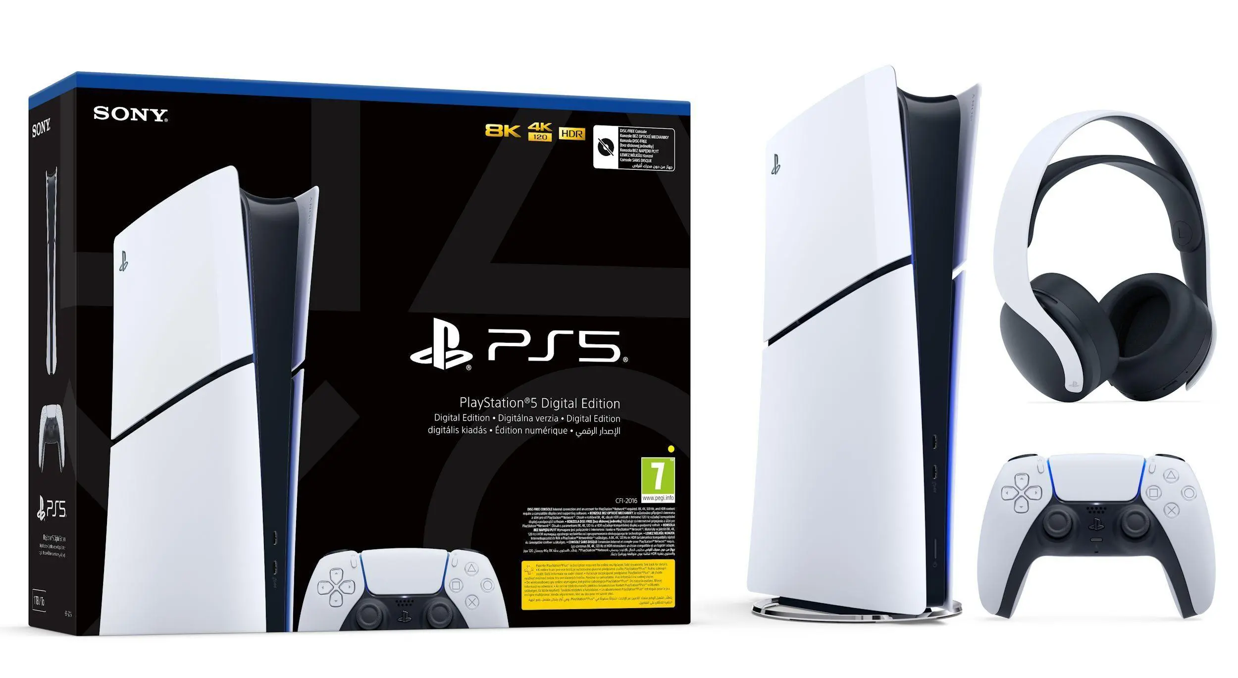 Konsola Sony PlayStation 5 Digital Slim D Chassis (PS5) 1TB + Słuchawki PULSE 3D Biały