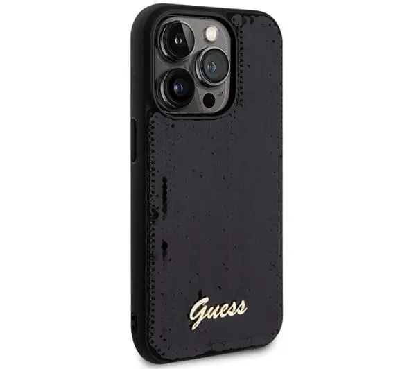 Guess Sequin Script Metal GUHCP13XPSFDGSK do iPhone 13 Pro Max Czarny