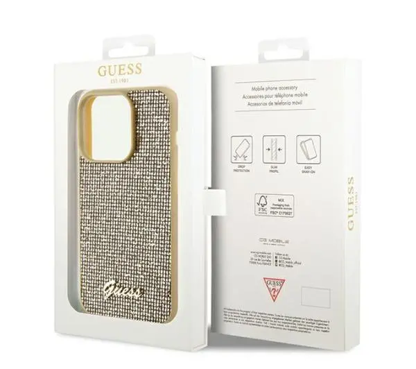 Guess Disco Metal Script GUHCP14XPMSDGSD do iPhone 14 Pro Max Złoty