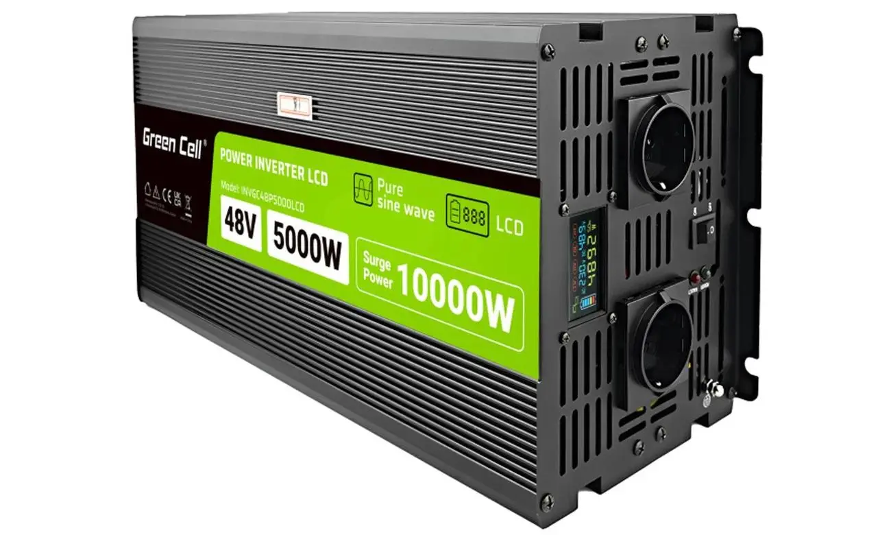 Przetwornica Green Cell INVGC48P5000LCD 48V na 230V 5000W/10000W Czysta sinusoida