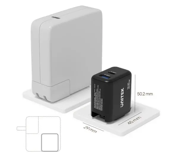 Unitek GaN Power Delivery 35W USB-C USB-A Czarny