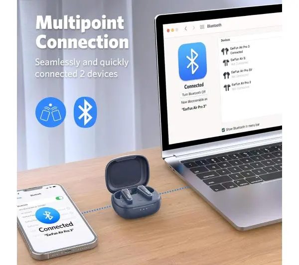 Earfun Air Pro 3 Dokanałowe Bluetooth 5.3 Niebieski