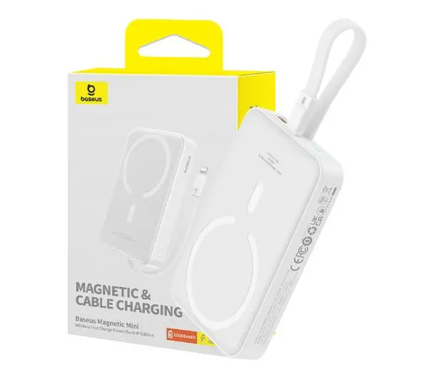 Baseus P10022109223-00 Magnetic Mini 10000mAh 20W MagSafe z kablem Lightning Biały