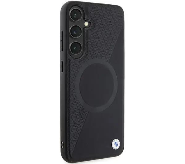 BMW Leather Half Textured & Circle MagSafe do Samsung Galaxy S24 Czarny