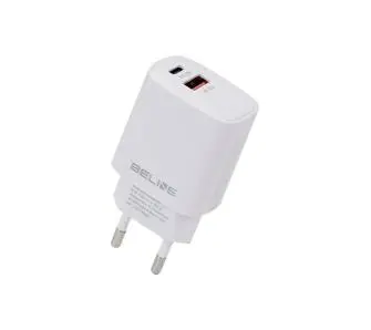 Ładowarka sieciowa Beline 1x USB-C + 1x USB 30W PD 3.0 + QC 3.0 GaN Biały