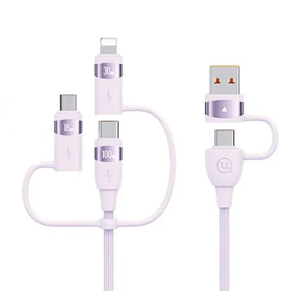 Kabel USAMS U85 2xUSB-C USB Micro-USB Lightning 6w1 100W 2m Fioletowy