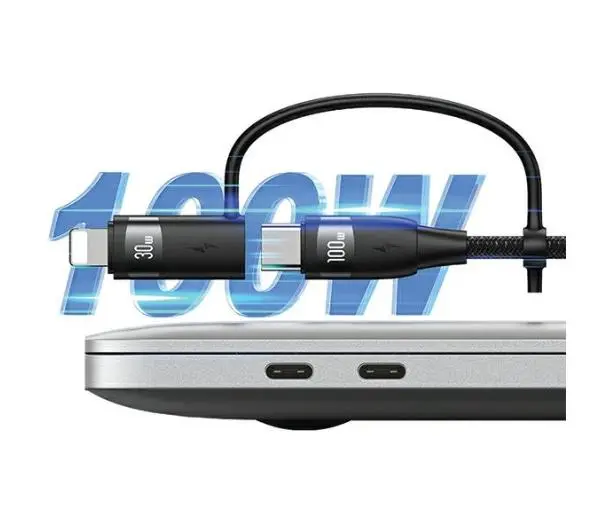 USAMS U85 2xUSB-C USB Micro-USB Lightning 6w1 100W 2m Fioletowy