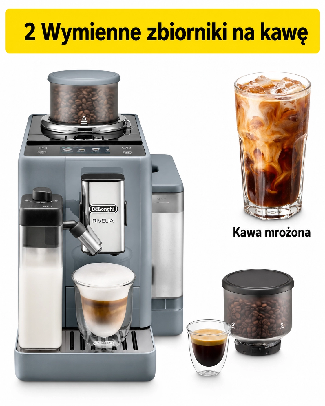 Ekspres DeLonghi Rivelia EXAM440.55G Kawa na zimno Szerokość 24,5cm