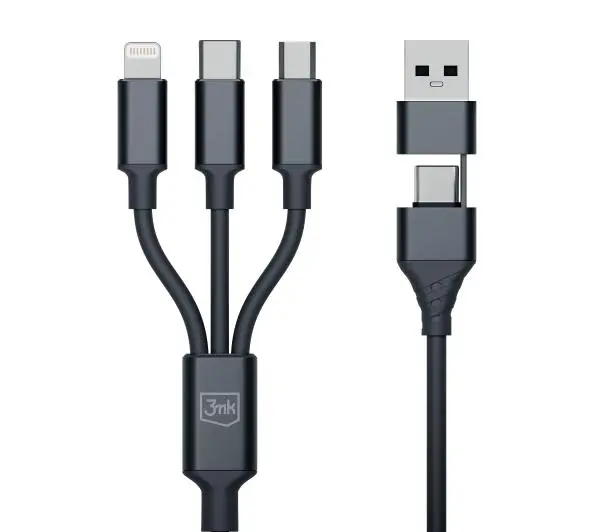 3mk Hyper 3in1 A/C Do C/Micro/Lightning 1,5m Czarny
