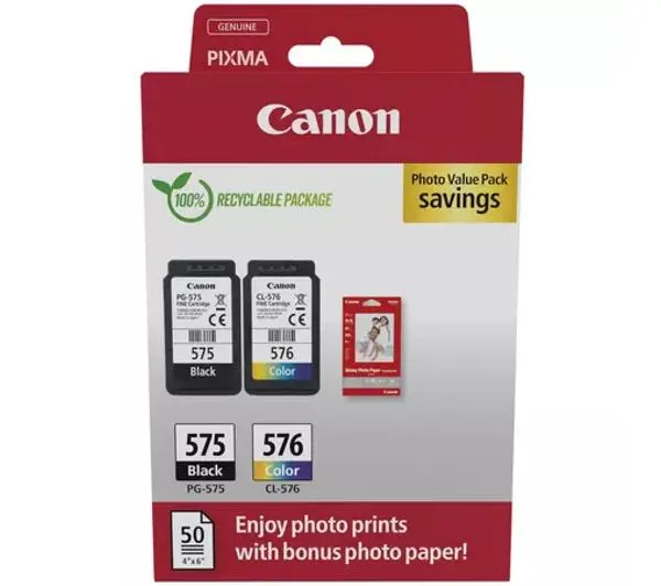 Canon PG-575/CL-576 Czarny + Kolor 11,8ml + Papier fotograficzny