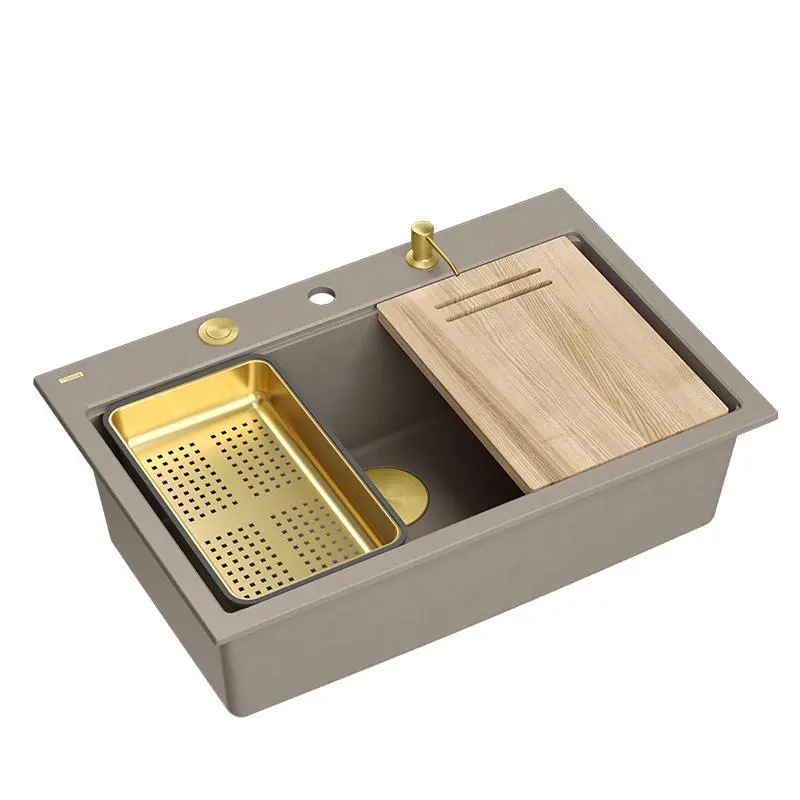 Zlewozmywak Quadron MARC 110 HQM7650U4_PVDG1 Granitowy Soft taupe/Złoty