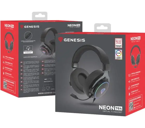 Genesis Neon 764 Nauszne Czarny