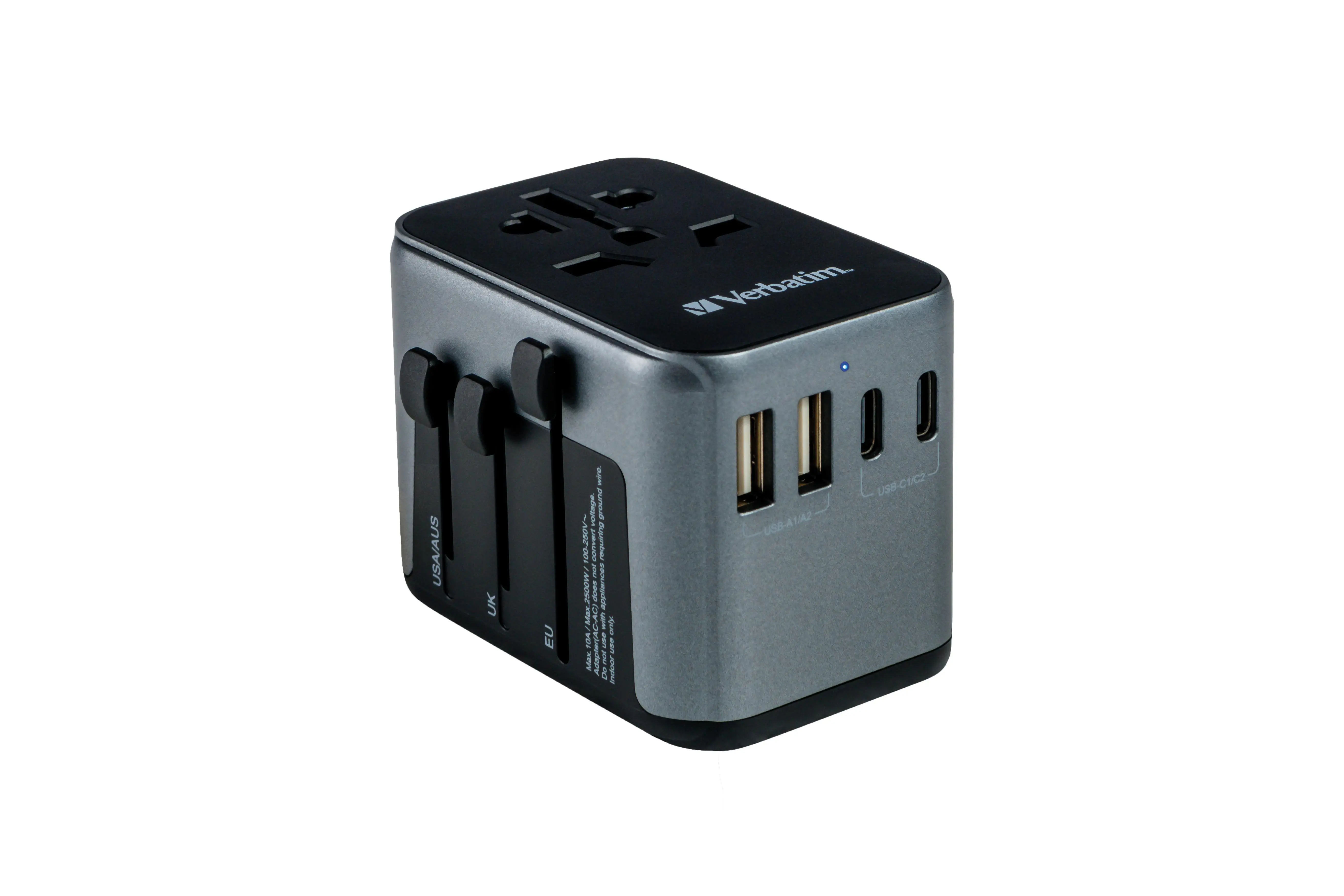 Adapter podróżny Verbatim UTA-03 World to World USB-A USB-C QC 3.0 PD 30W