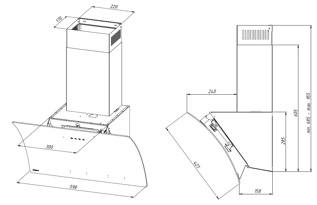 фото Витяжка похила Akpo WK-11 Costa 60 Black