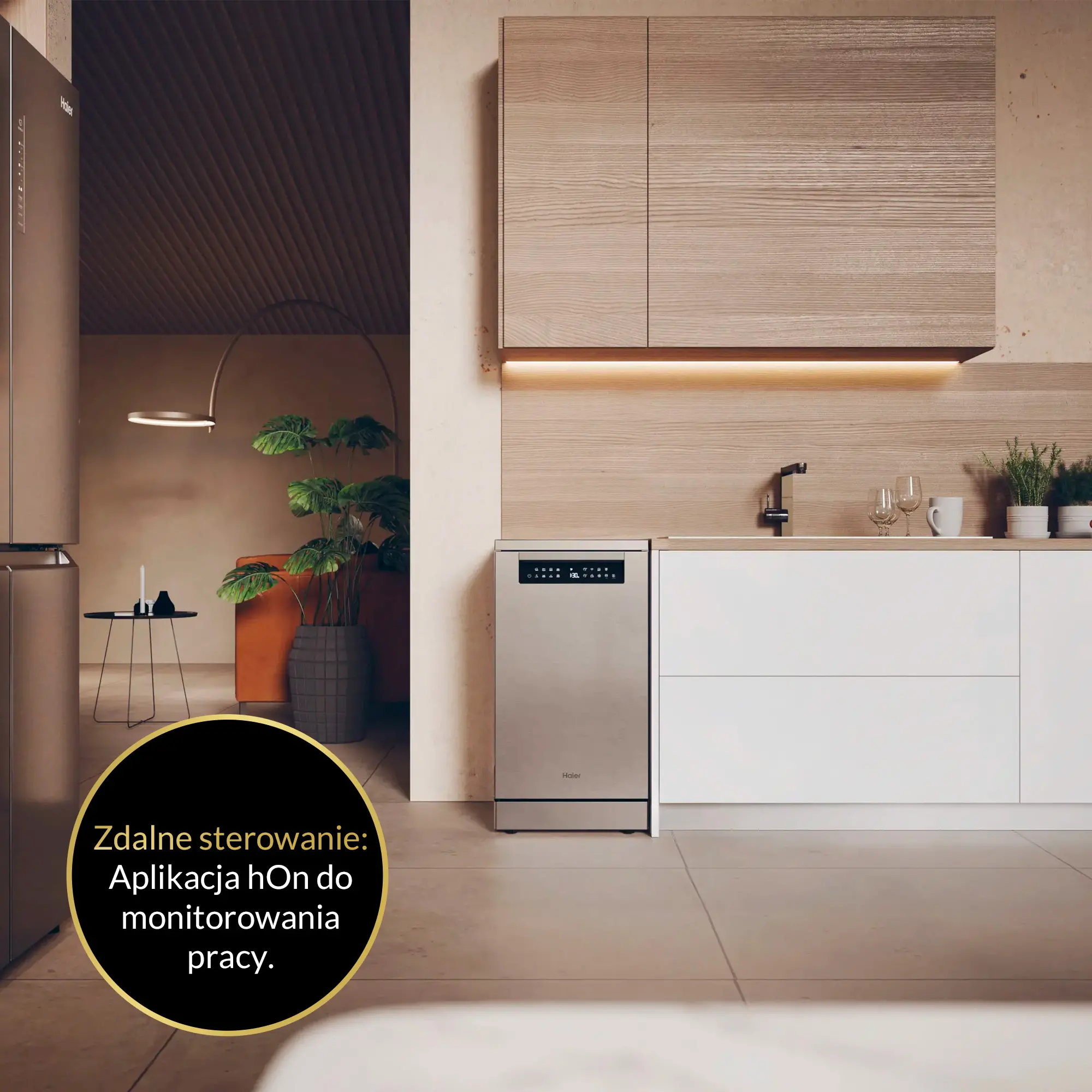 Zmywarka Haier I-Pro Shine Seria 5 XF1C3TB1FX 44,8cm Automatyczne otwieranie drzwi Szuflada na sztućce Zdalne sterowanie