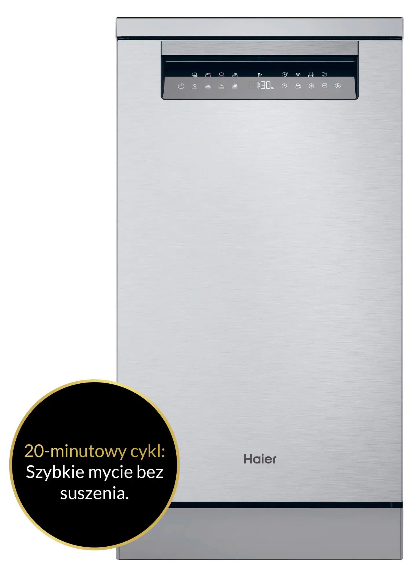 Zmywarka Haier I-Pro Shine Seria 5 XF1C3TB1FX 44,8cm Automatyczne otwieranie drzwi Szuflada na sztućce Zdalne sterowanie