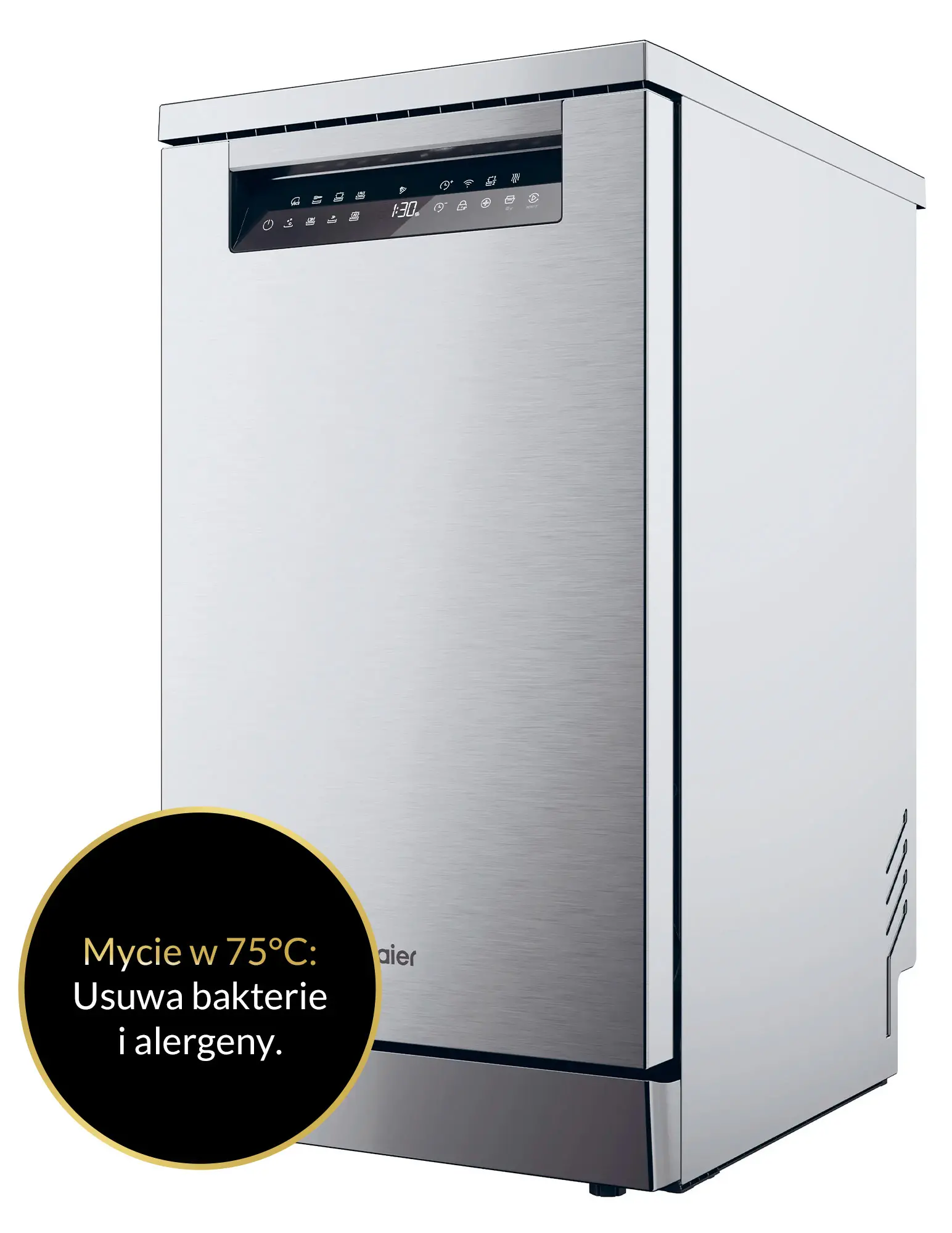 Zmywarka Haier I-Pro Shine Seria 5 XF1C3TB1FX 44,8cm Automatyczne otwieranie drzwi Szuflada na sztućce Zdalne sterowanie